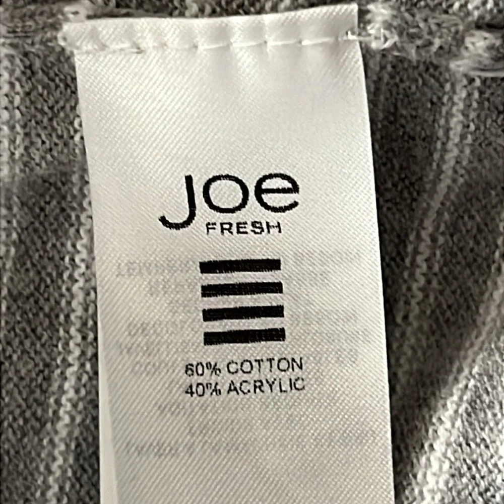 JOE FRESH Cotton Blend Grey & White Striped Cardigan Sweater Size Medium